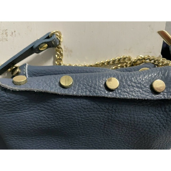 Valentina Fiore Woven LEATHER BLUE Handbag Gold Chain Leather Strap ITALY NWT - Picture 9 of 12